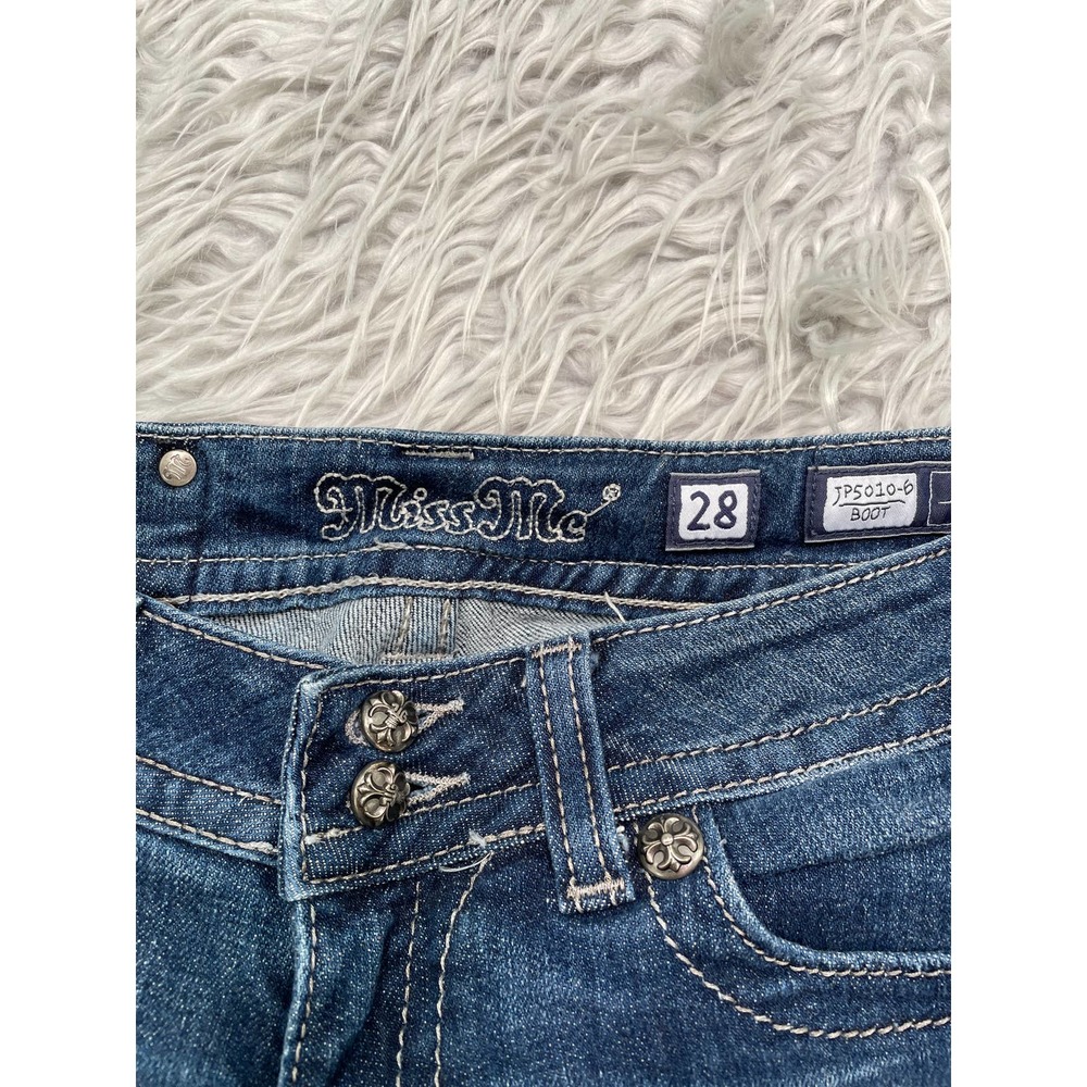 Miss Me Boot Cut Jeans Sz 28 Bling Flap Pocket Crystal Embellished Swarovski